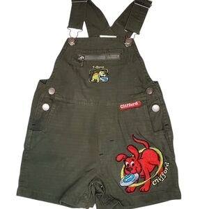 Vintage Clifford the Big Red Dog Short Overalls Embroidered Baby 18 Month